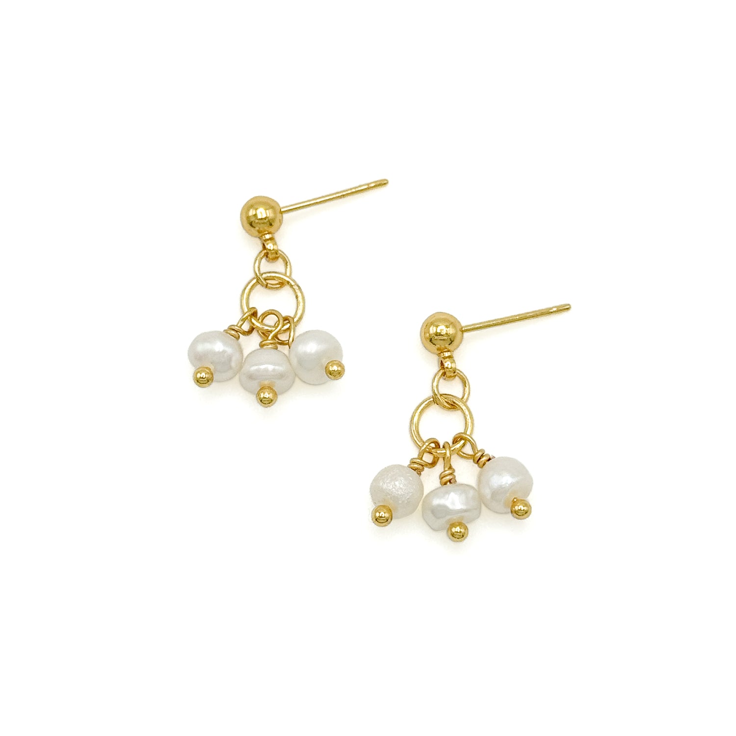 Pearl gold Artisan stud earrings