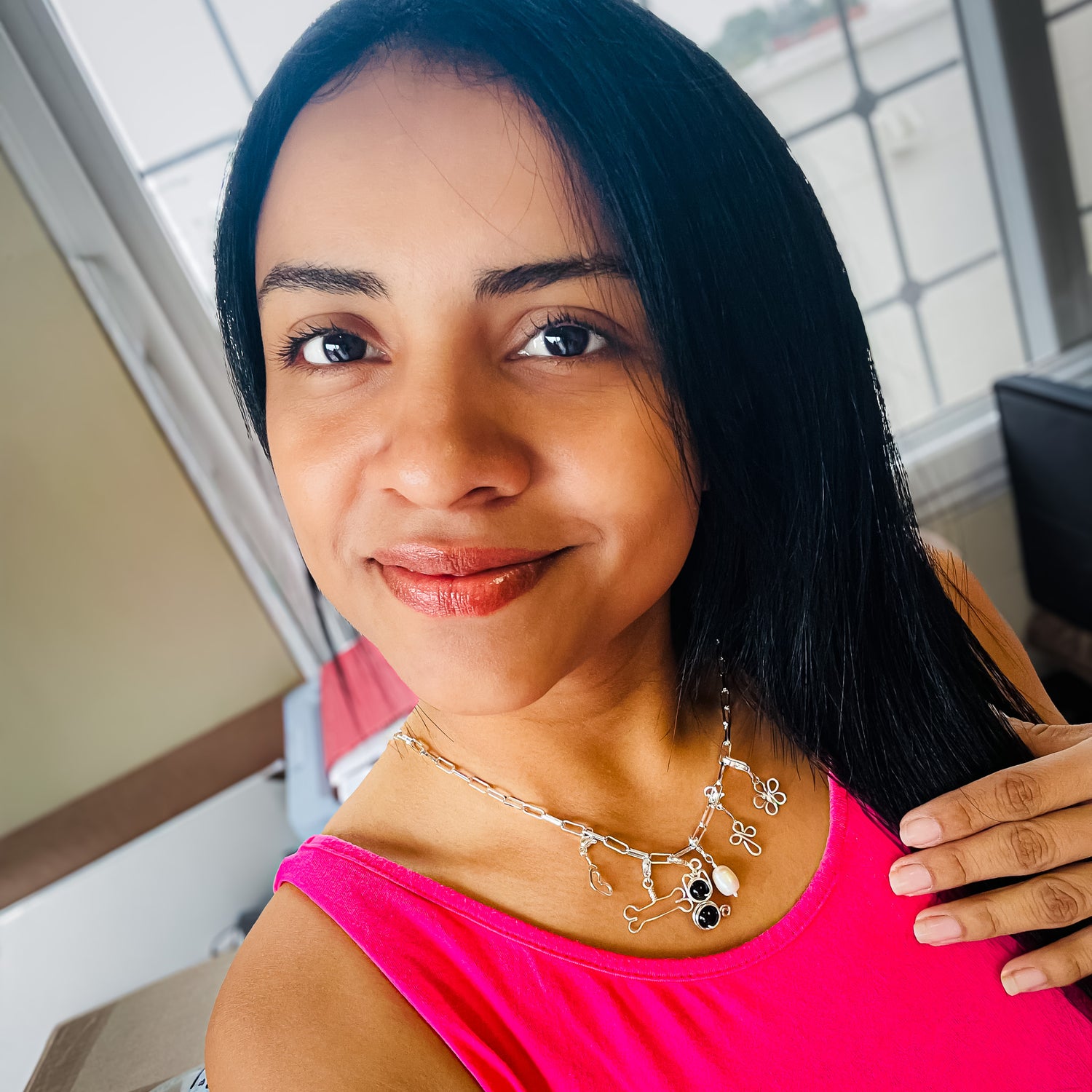 Charming silver necklace