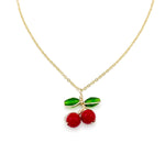 Red cherry short gold necklace