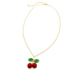 Red cherry short gold necklace