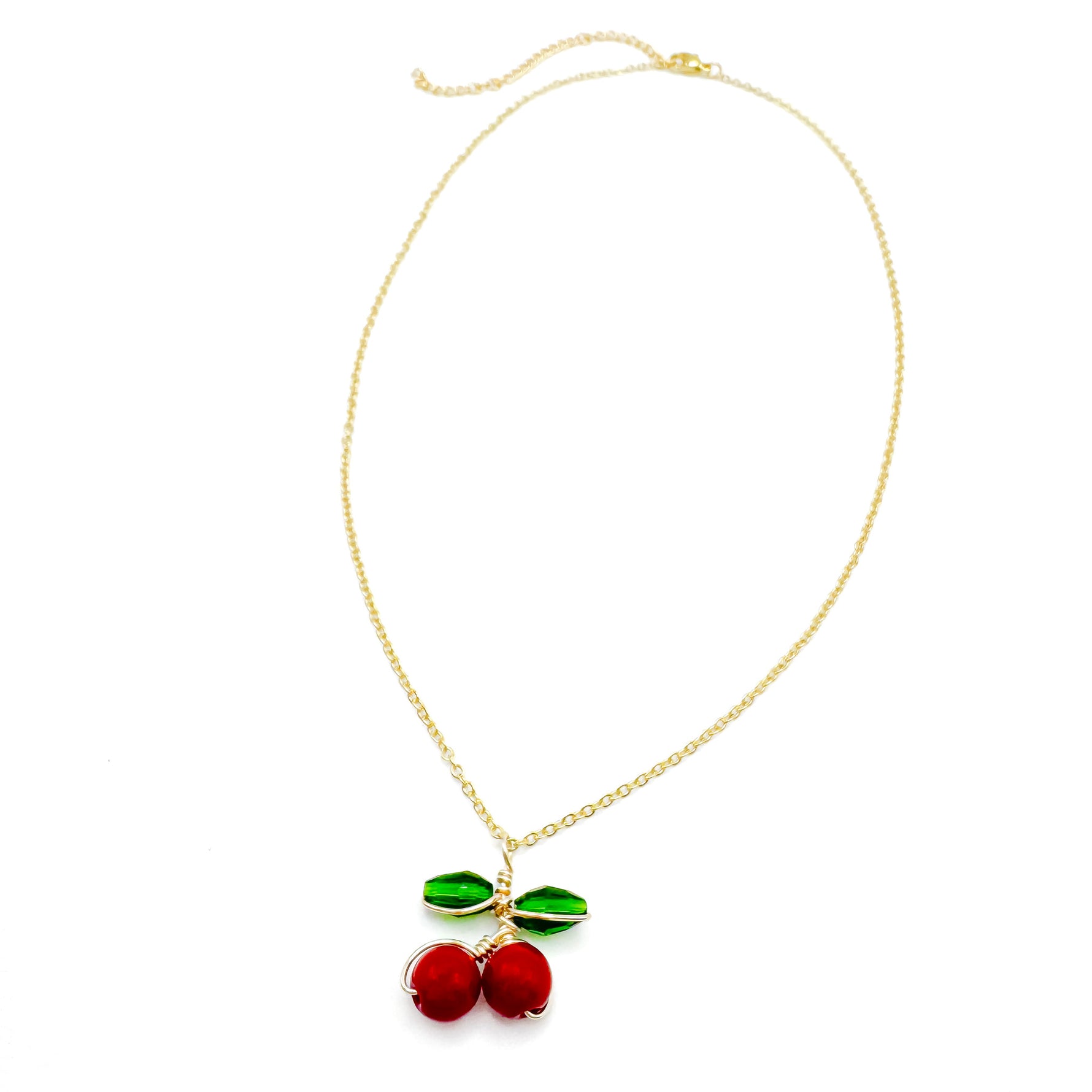 Red cherry short gold necklace