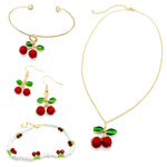 Red cherry gold jewelry set