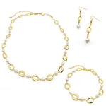 Gold pearl chain jewelry set