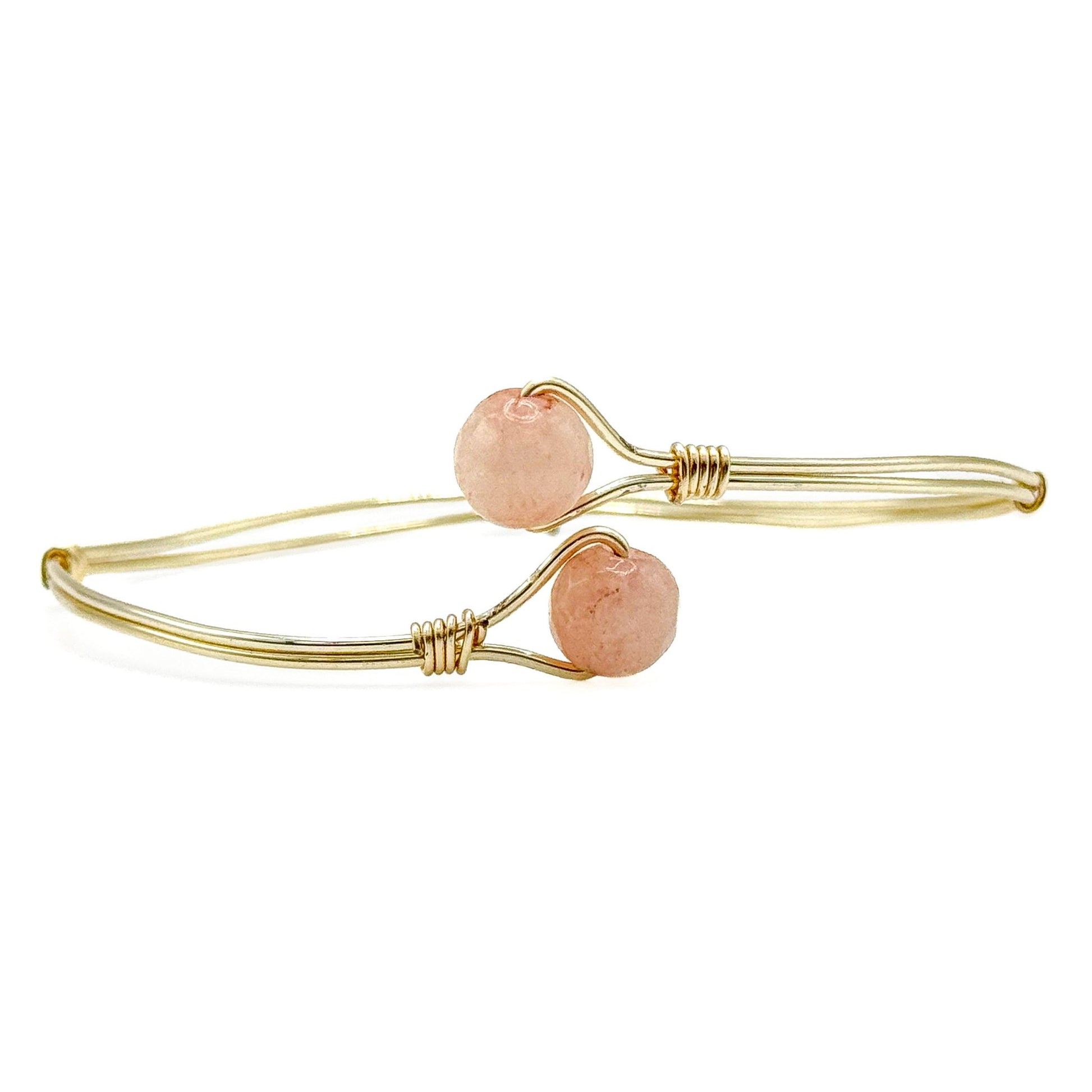 Rose quartz gold bangle bracelet