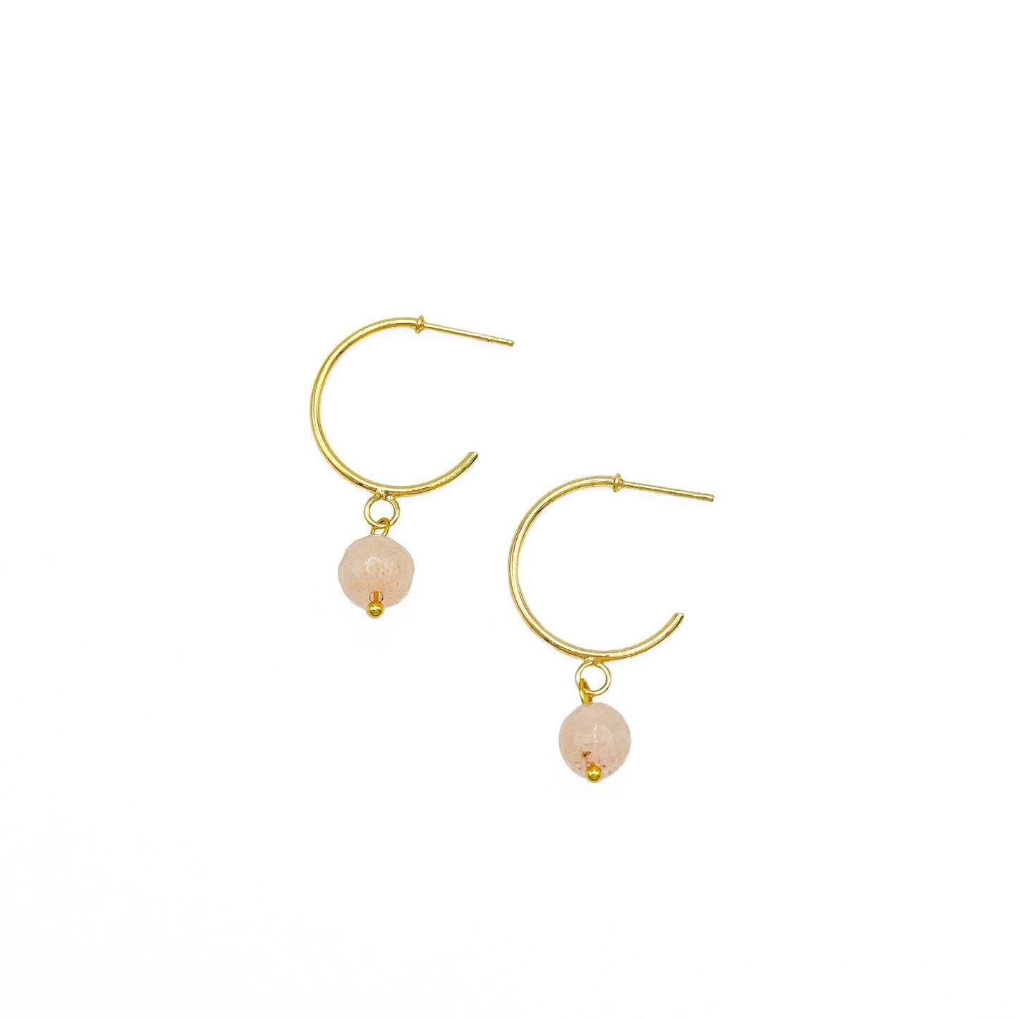 Rose quartz gold Artisan earrings