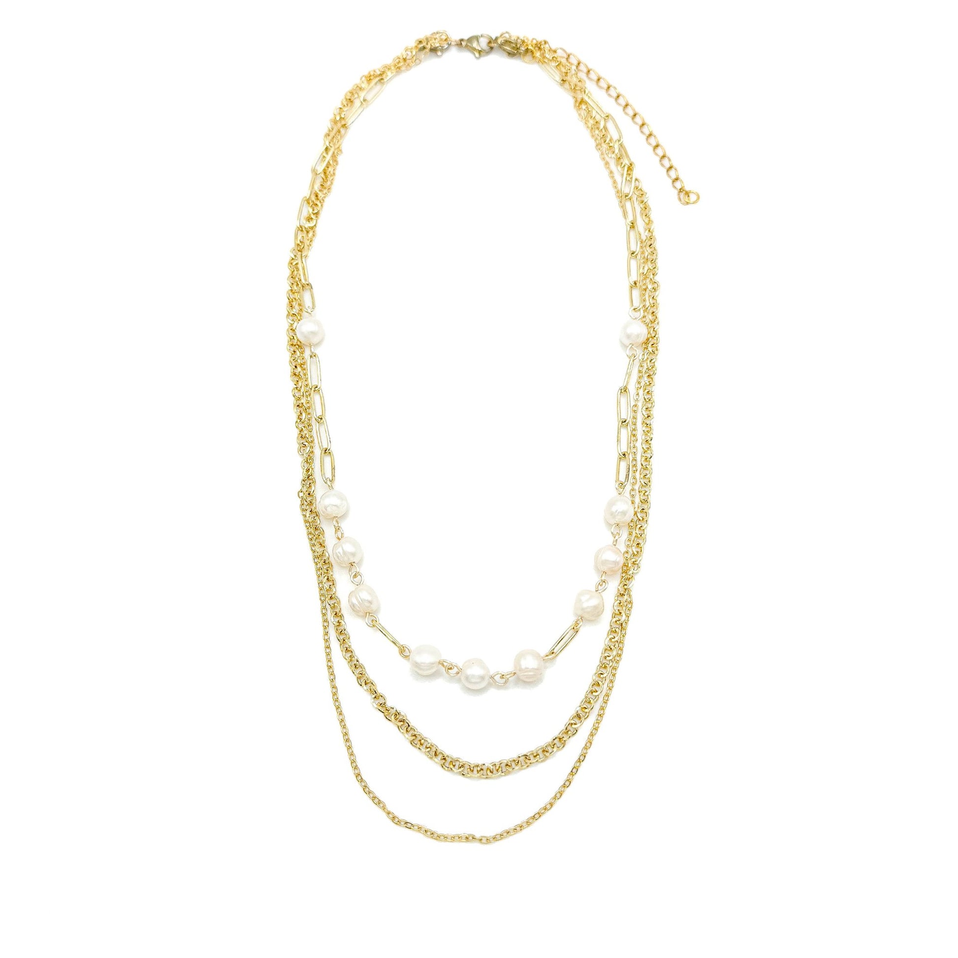 Gold pearl multi-strand necklace