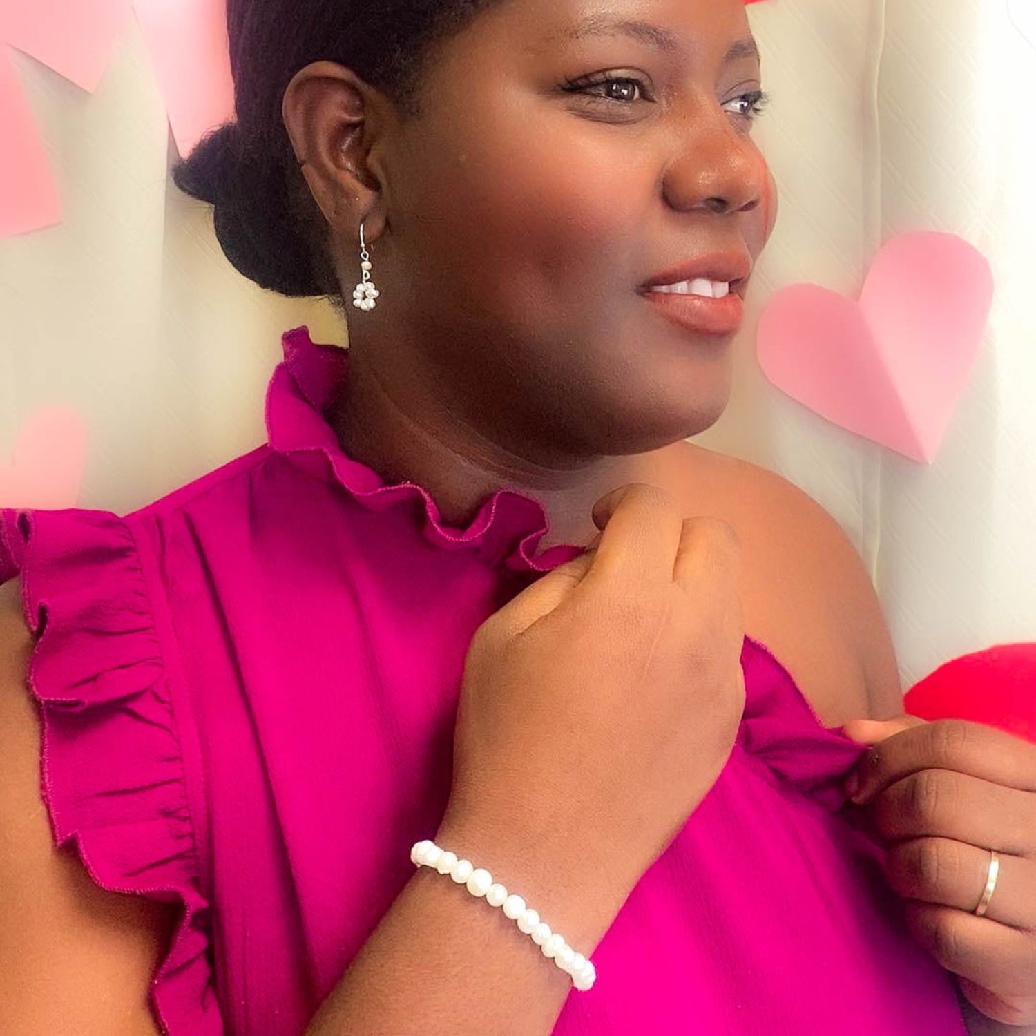 Pearl silver jewelry modeled