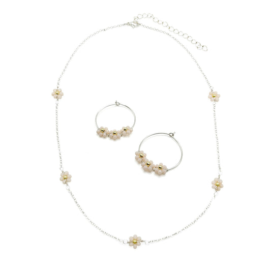 Pastel daisy flower silver jewelry