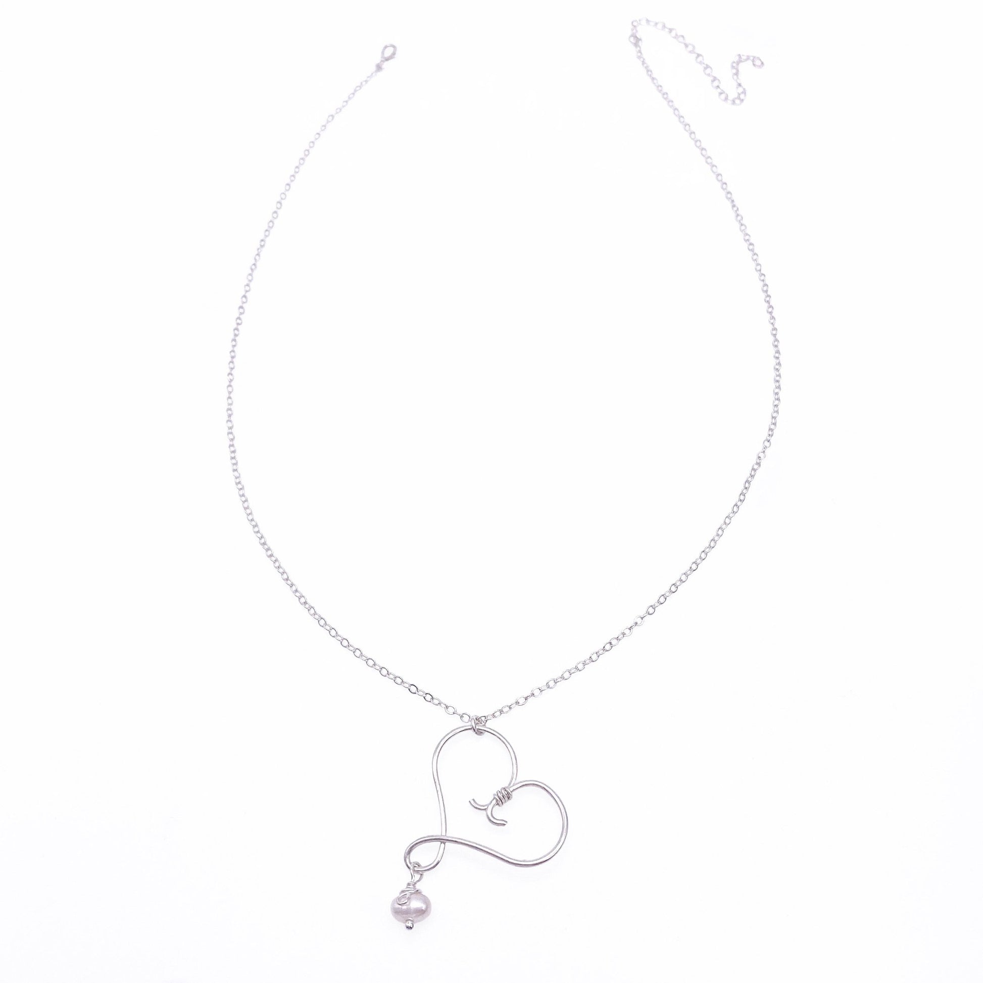 Sterling silver pearl heart necklace