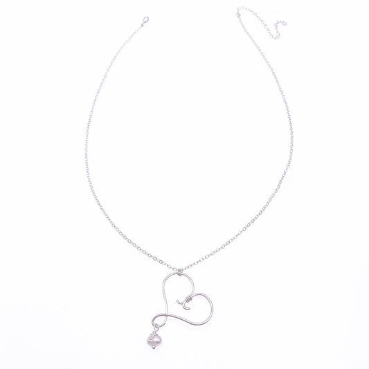 Sterling silver pearl heart necklace