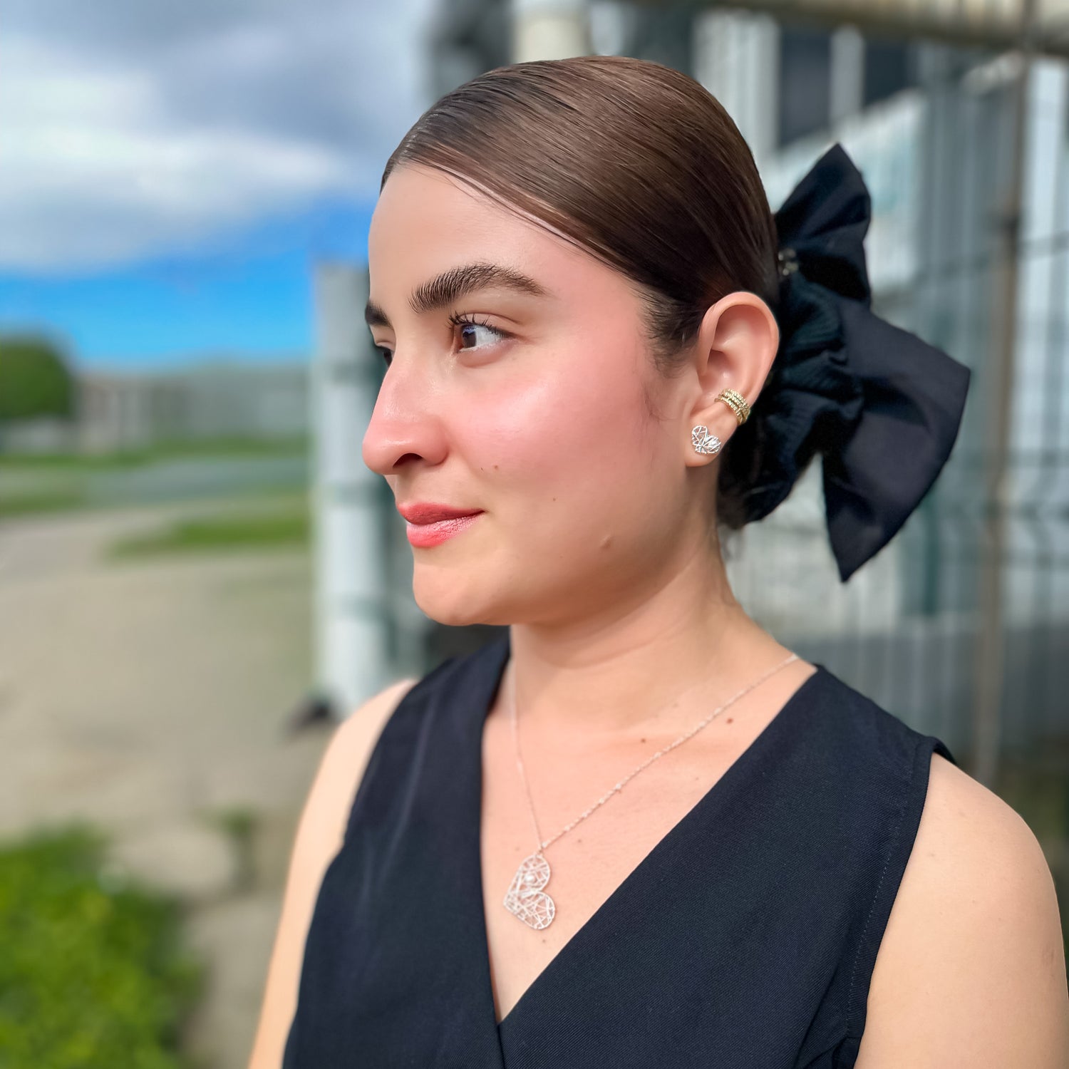 Dear Heart silver and pearl pendant necklace