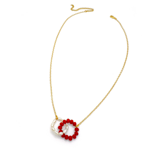 Red pearl gold necklace