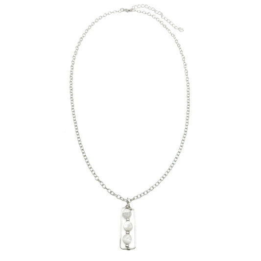 White moonstone silver chain necklace