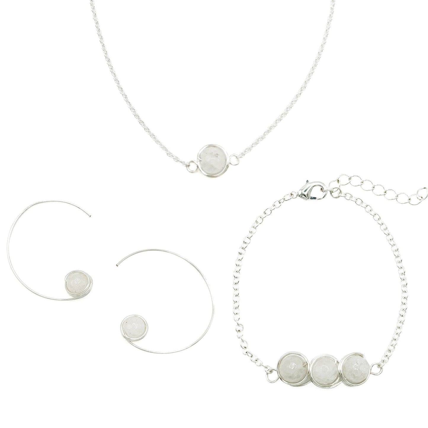 White jade silver jewelry