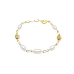 Pearl gold paperclip chain bracelet