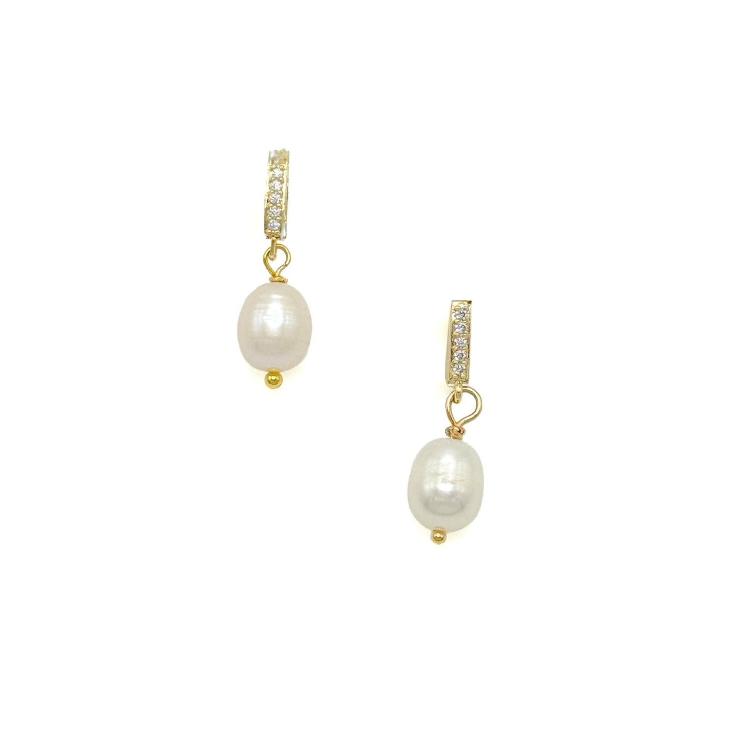 Gold pearl Artisan stud earrings