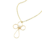 Gold pearl cross Artisan necklace