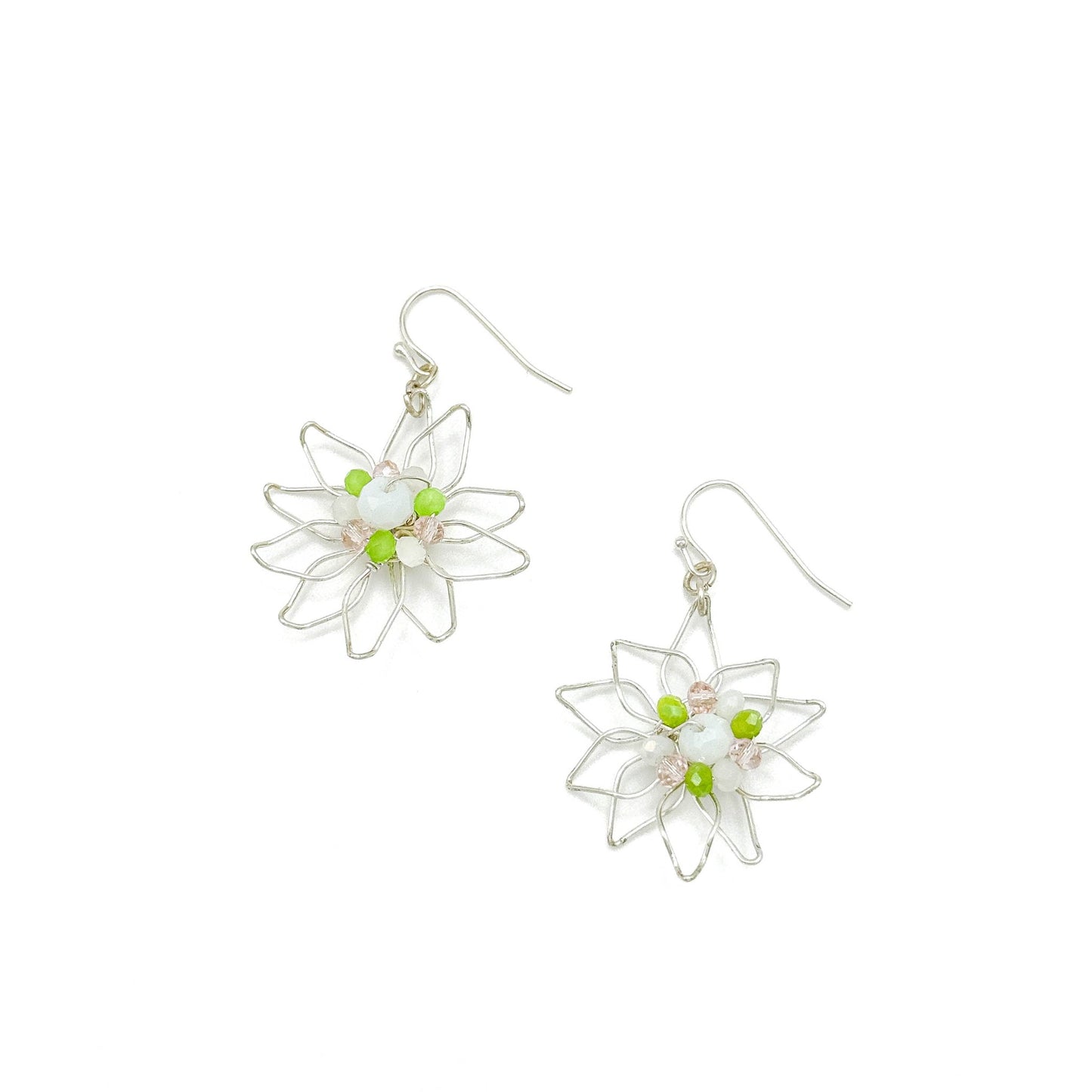 Multicolor flower silver earrings