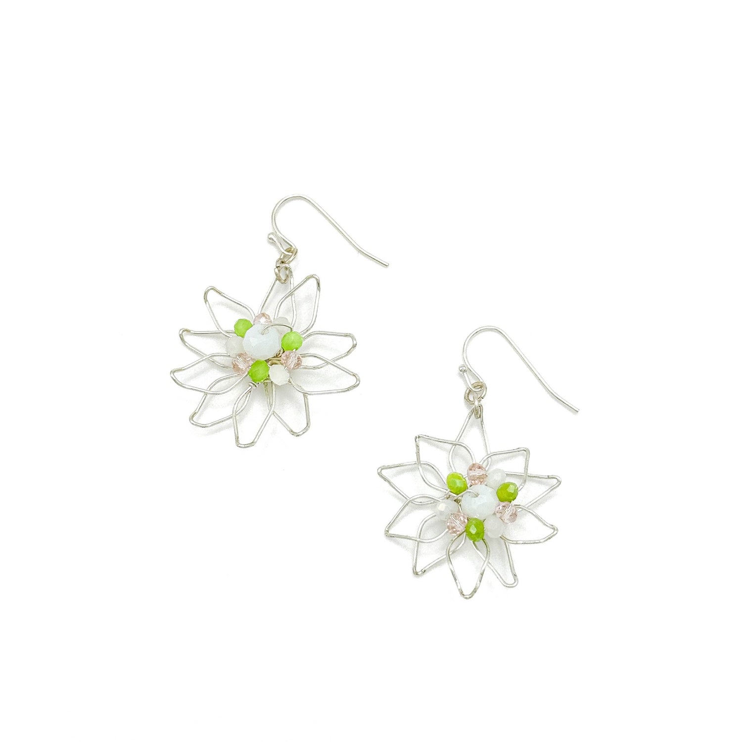 Multicolor flower silver earrings