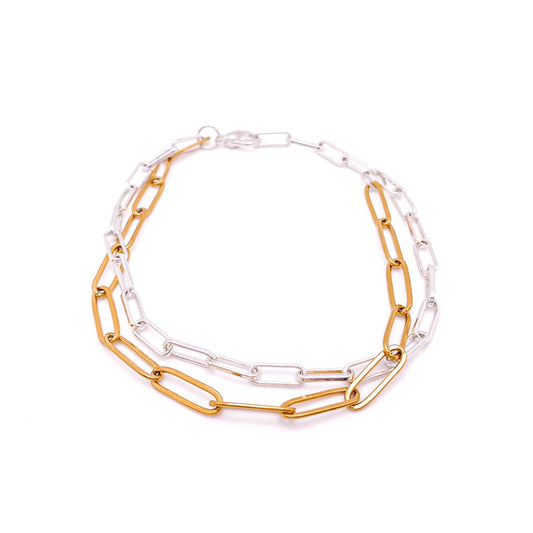 Gold silver paperclip bracelet