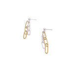 Mixed metal silver gold paperclip chain earrings