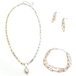 Mixed metal paperclip chain jewelry