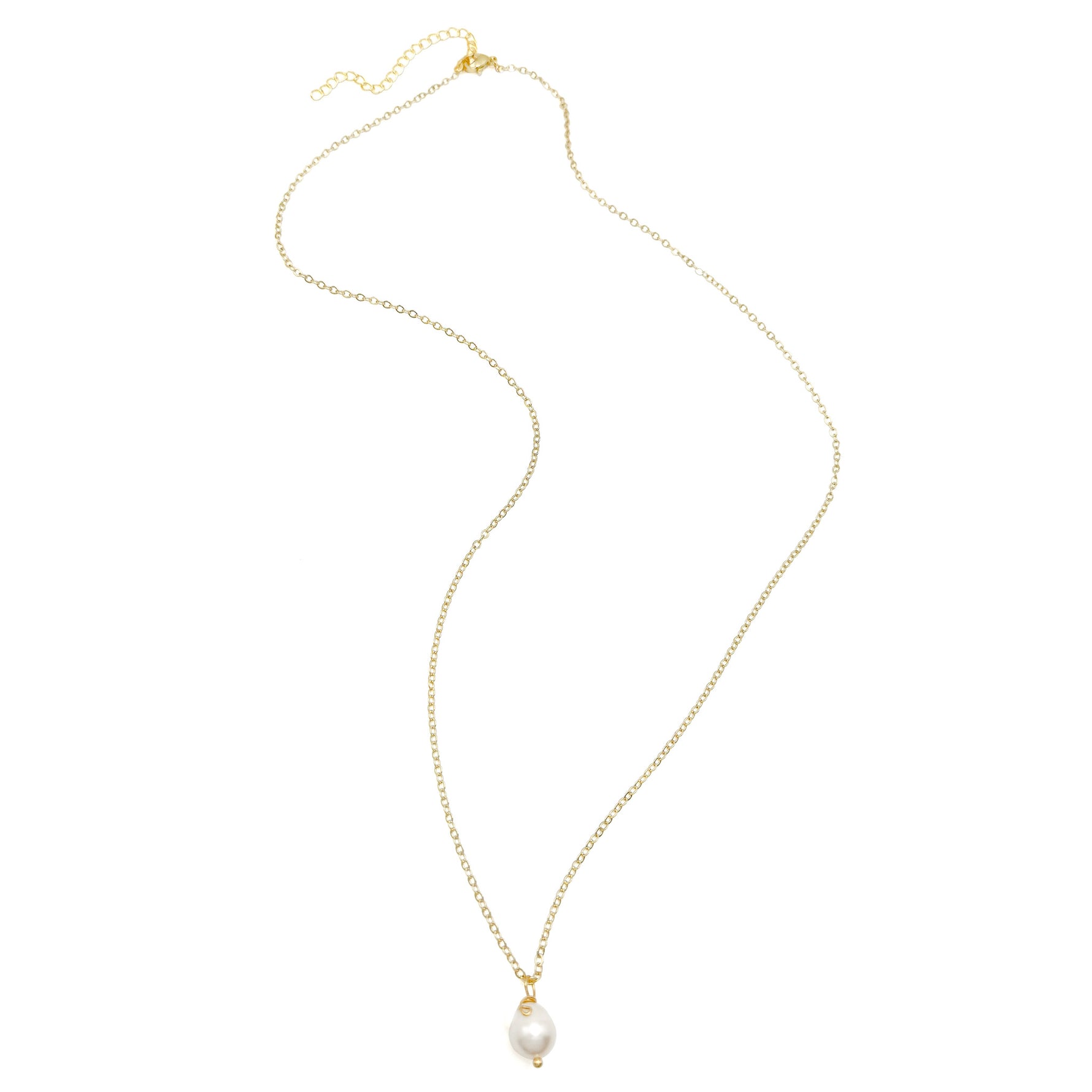 Pearl gold long necklace