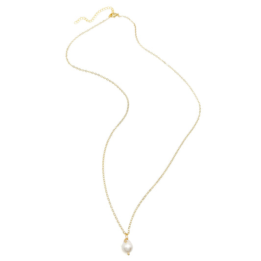 Pearl gold long necklace