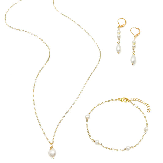 Pearl gold dainty jewelry