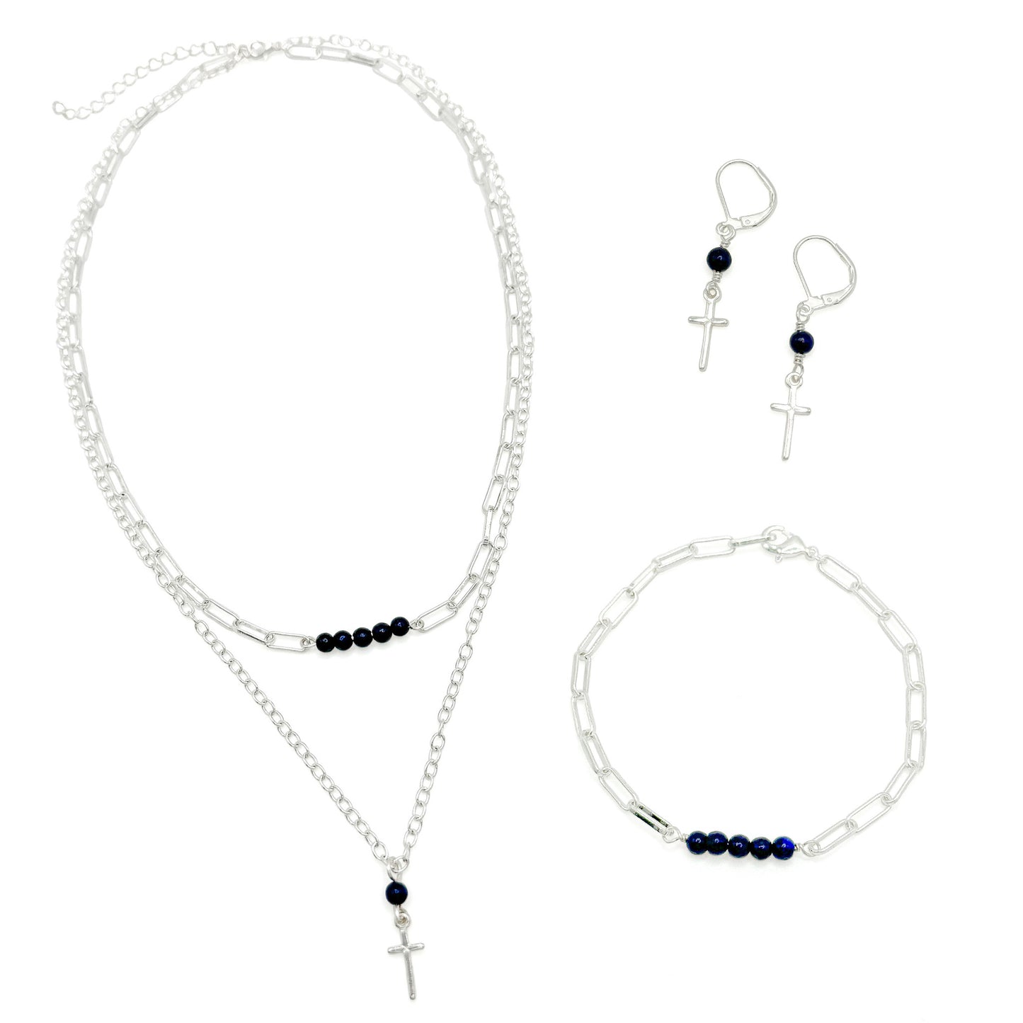 Lapis lazuli silver cross jewelry