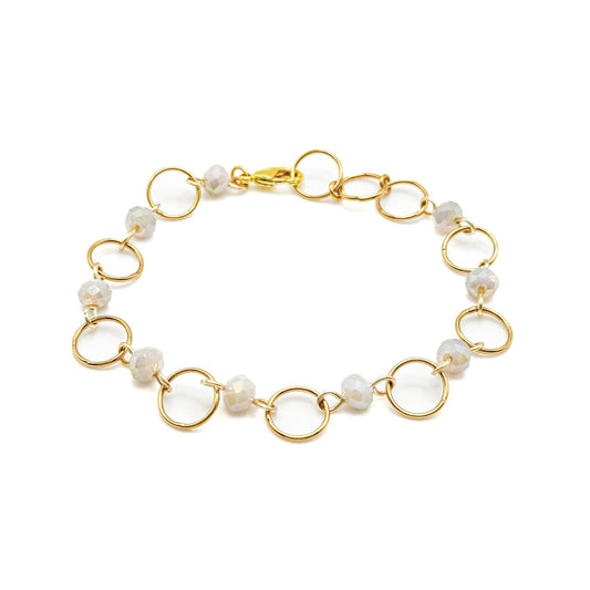 White iridescent crystal gold bracelet