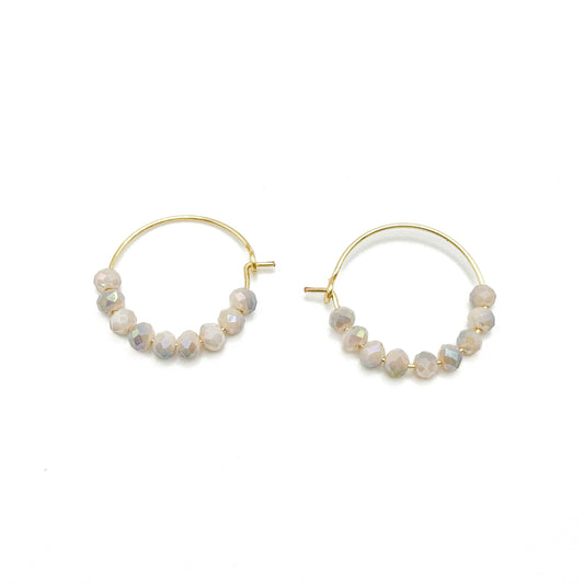 Iridescent crystal gold hoop earrings