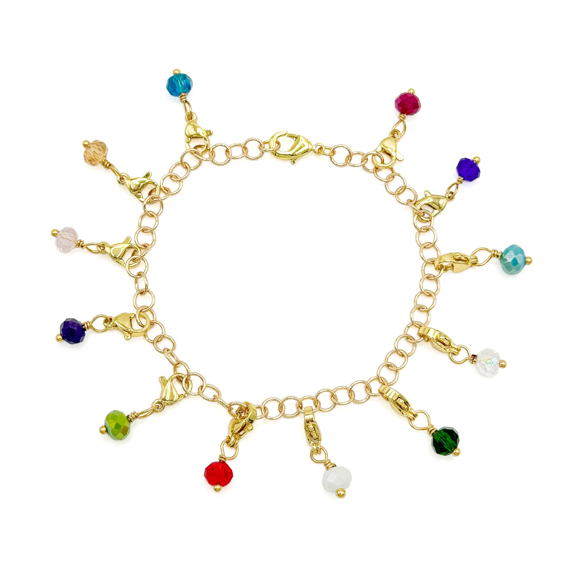 Multicolor crystal gold birthstone charms