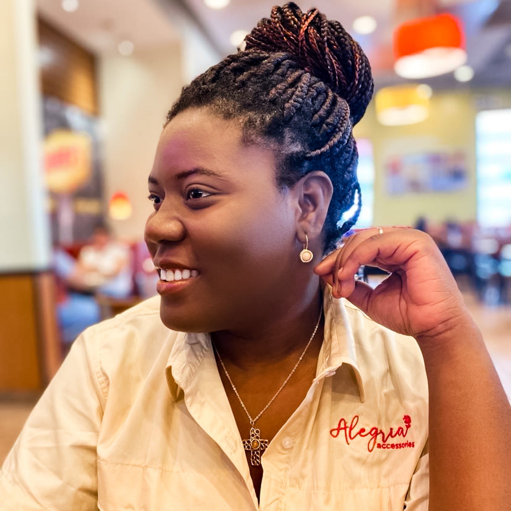 Brown agate gold cross jewelry