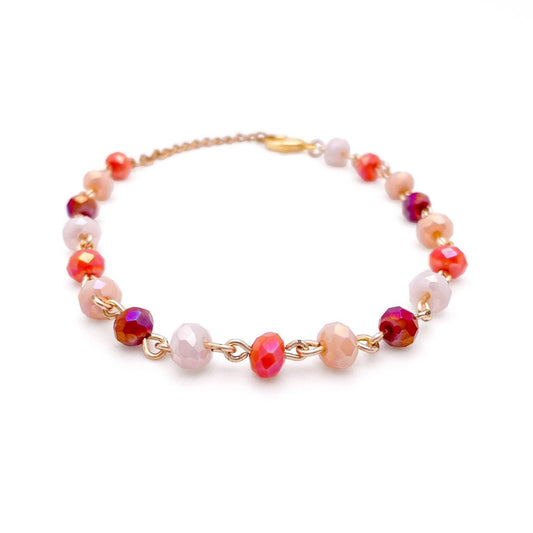 Multicolor pink red gold bracelet