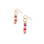 Multicolor pink red gold earrings