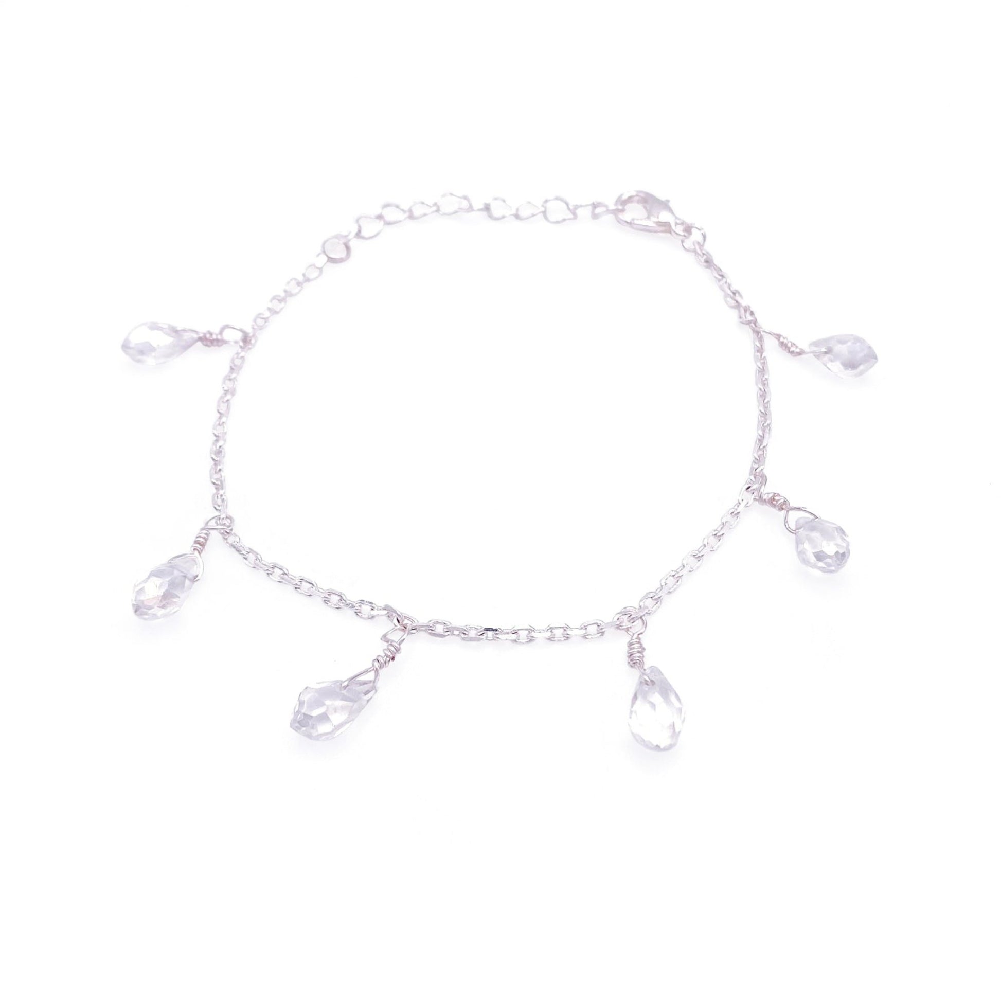 Clear iridescent crystal silver bracelet