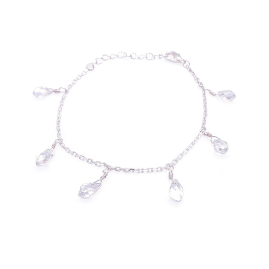 Clear iridescent crystal silver bracelet