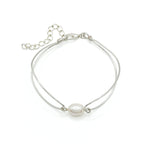 Pearl silver bangle bracelet