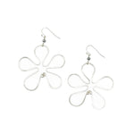 Silver large flower earrings