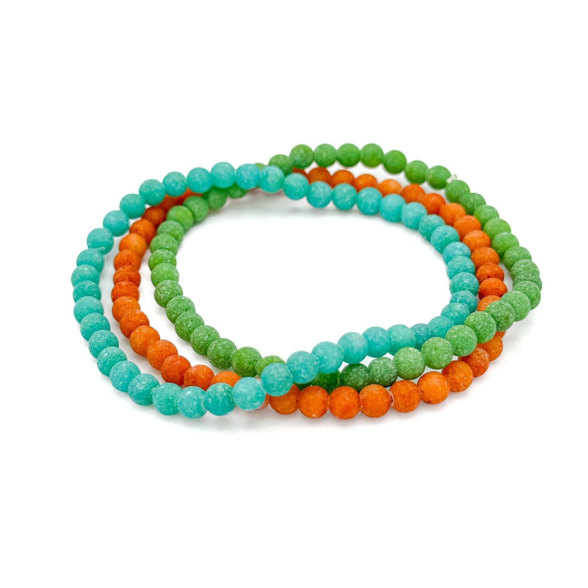 Multicolor agate stretch bracelet set