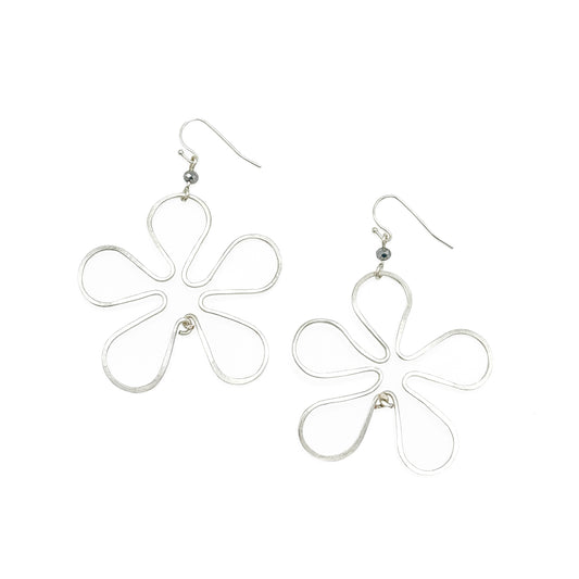 Hibiscus silver earrings