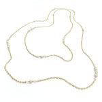 Gold pearl long necklace
