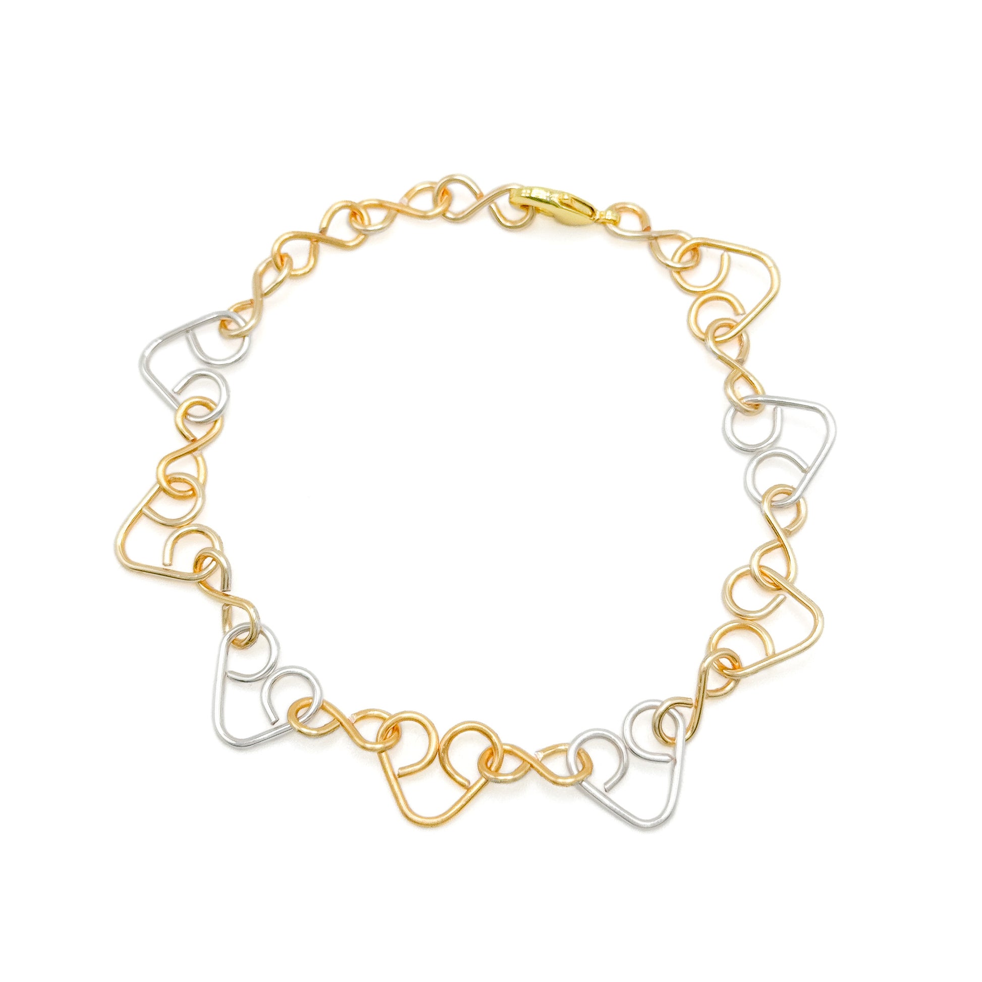 Gold silver heart bracelet