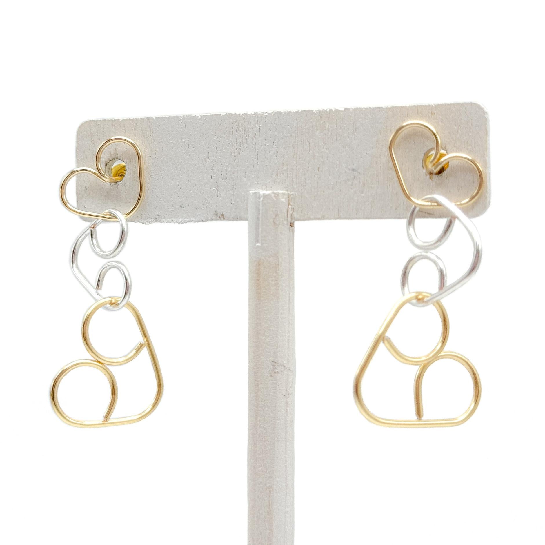 Gold silver heart earrings