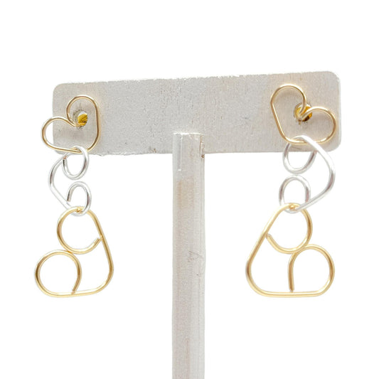 Gold silver heart earrings