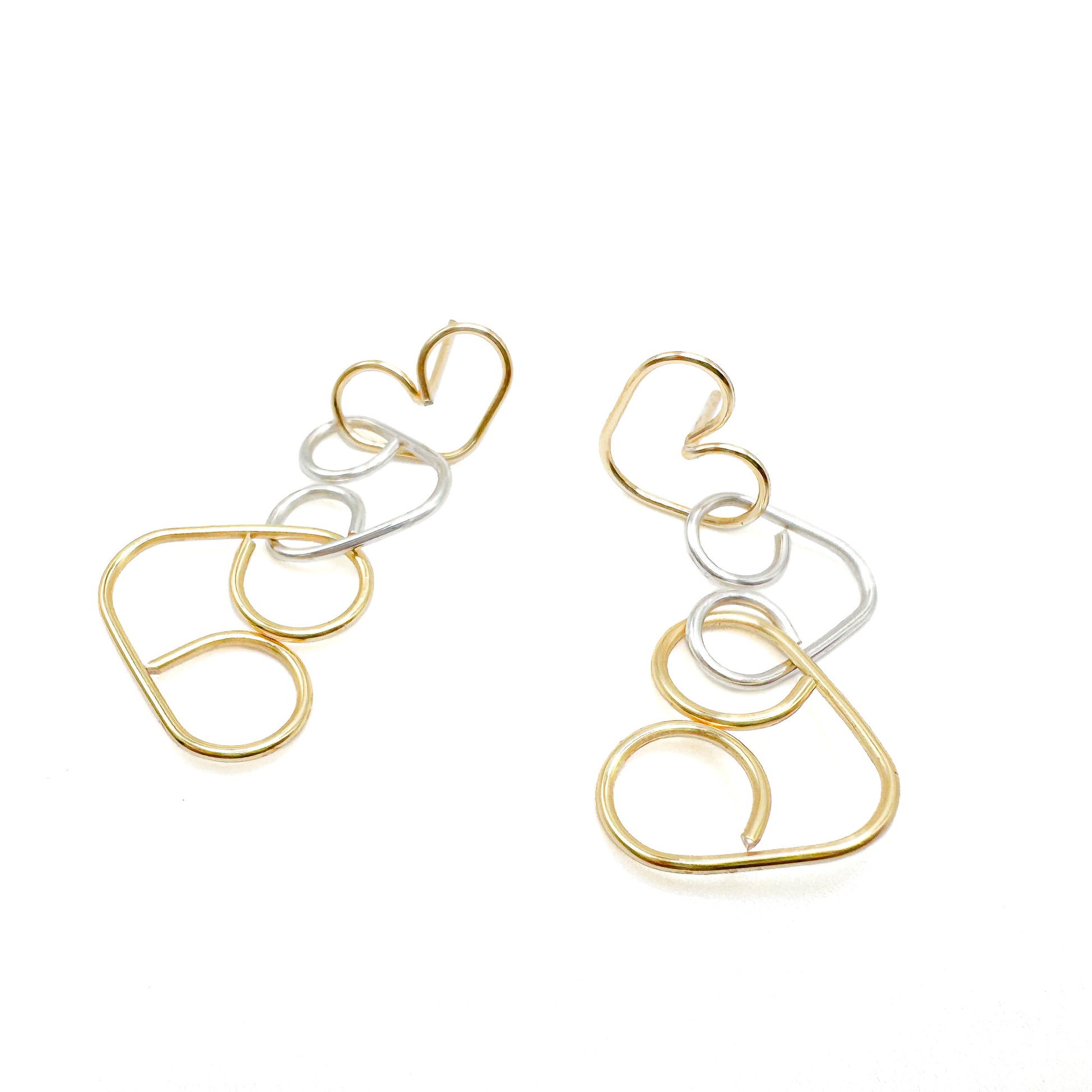 Gold silver heart earrings