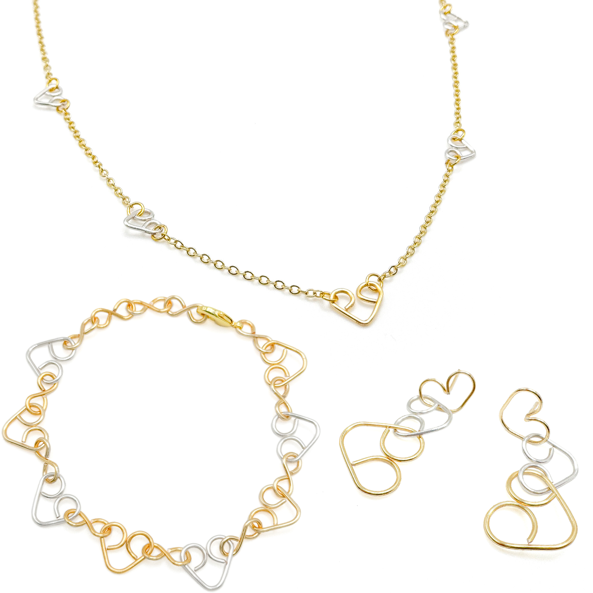 Silver gold heart jewelry