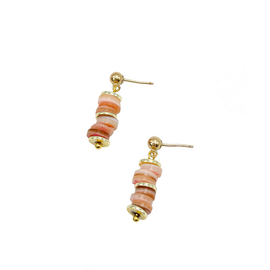 Multicolor orange gold post earrings