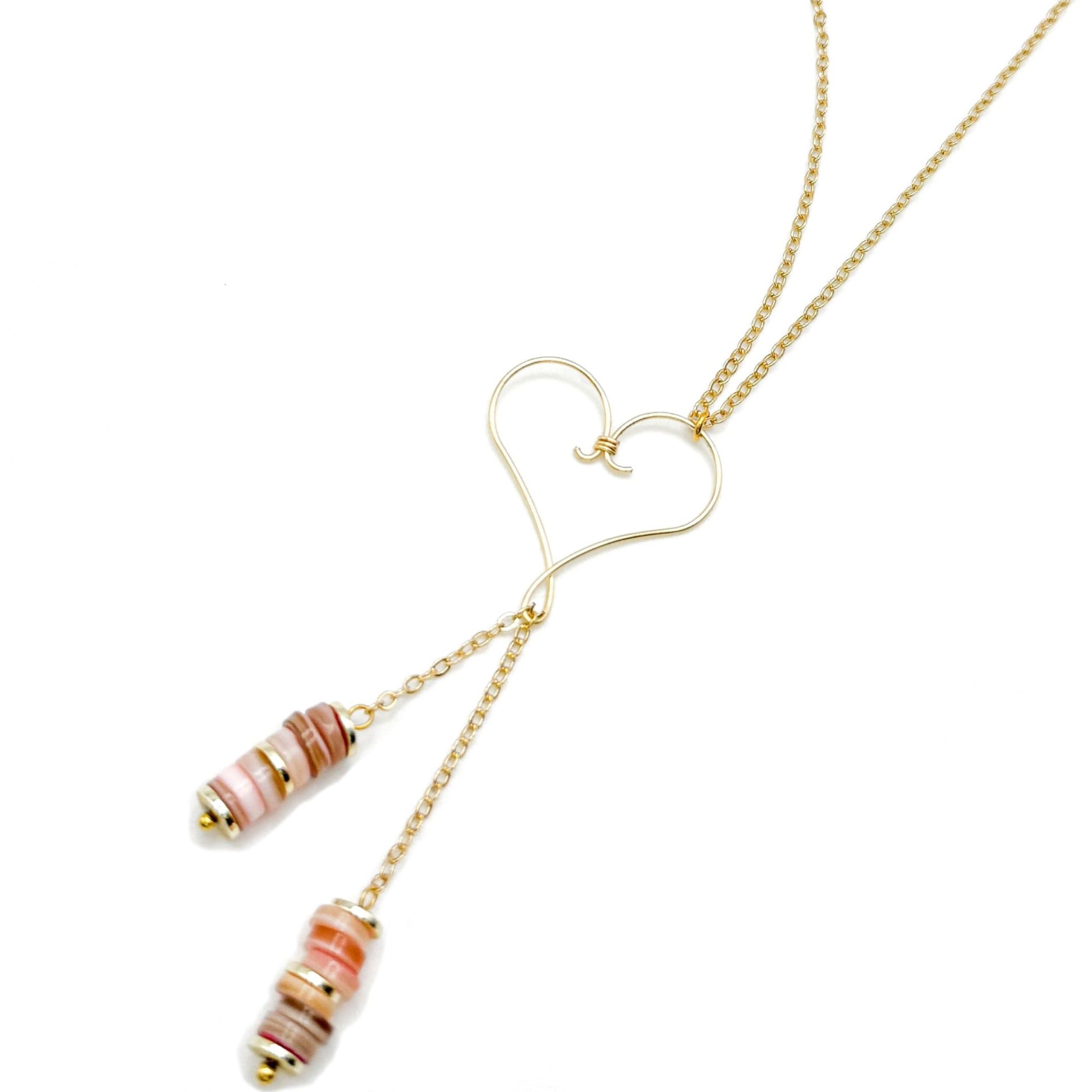 Multicolor orange gold heart necklace